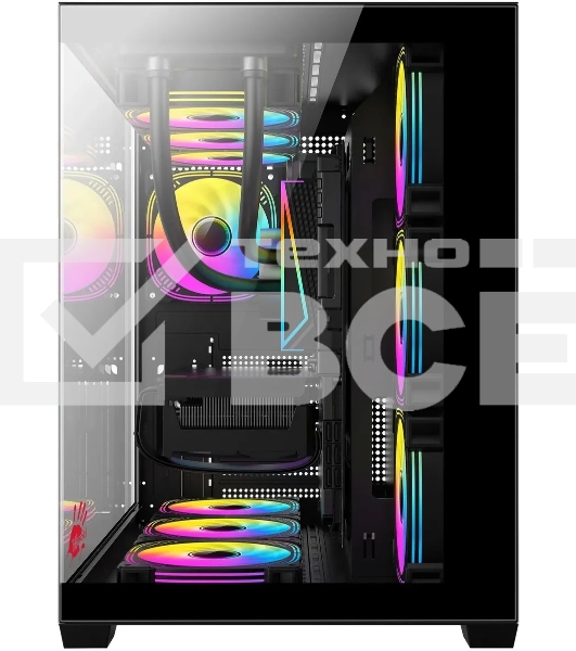 Компьютерный корпус Bloody CC-122 черный без БП ATX 10x120мм 1xUSB2.0 1xUSB3.0 audio