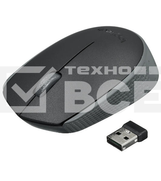 Мышь беспроводная Logitech M170 черный/темно-серый, 1000 dpi, радиоканал, USB, кнопки - 3