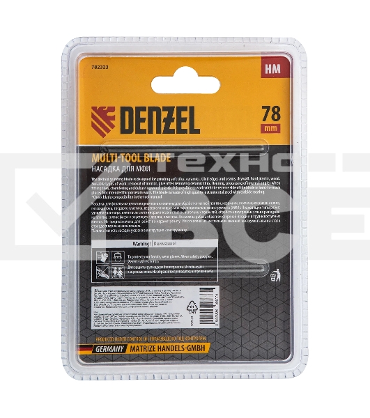 Насадка для МФИ Denzel шлифовальная дельтовидная, HM, по плитке и дереву, 78 мм