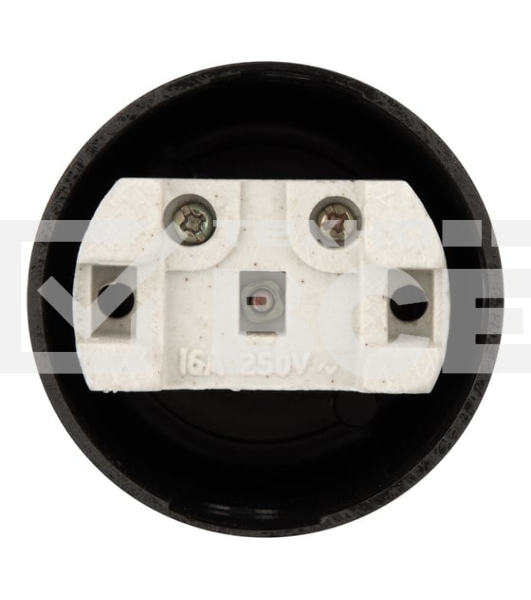 Розетка штепсельная Rexant карболитовая, открытой установки, б/з 16 А, черный