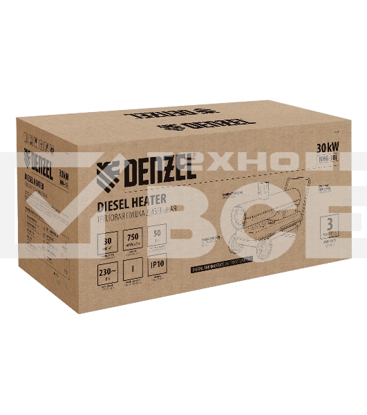 Дизельная тепловая пушка Denzel NHG-30i, 30 кВт, 750 м3/ч, непрямой нагрев, цифровой термостат