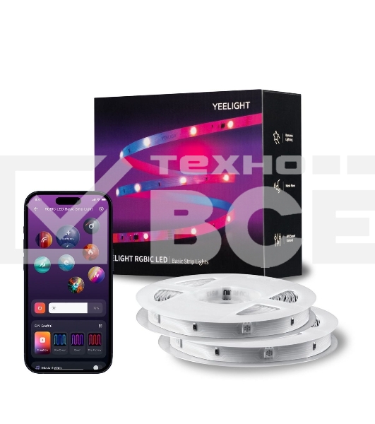 Умная светодиодная лента  Yeelight  , 6 метров   / RGBIC+ BLE /  YLYDD-0038