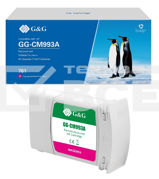 Картридж струйный G&G GG-CM993A 761 пурпурный (400 мл) для HP Designjet T7100/T7200