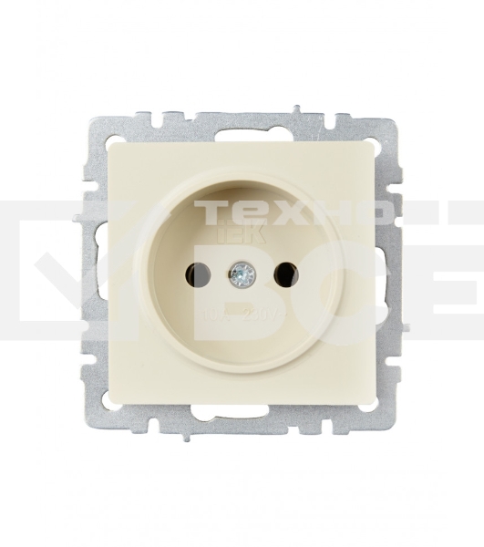 Розетка 1-местная IEK BRITE РС10-1-0-БрКр (BR-R10-10-K10) 10А, без заземления, без защитных шторок, бежевый