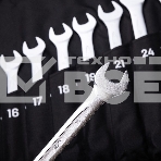 Набор комбинированных гаечных ключей 14 шт Deli DL130014B Спецификация: 10 мм, 11 мм, 12 мм, 13 мм, 14 мм, 16 мм, 17 мм, 18 мм, 19 мм, 21 мм, 24 мм, 27 мм, 30 мм, 32 мм. Матовая хромированная поверхность. Тканевая упаковка., фото5