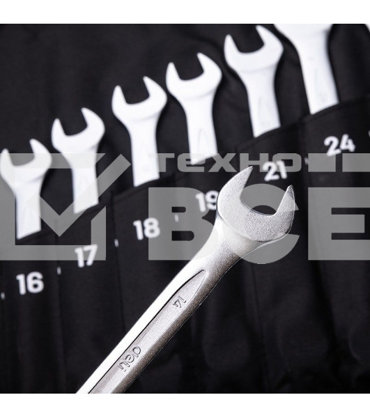 Набор комбинированных гаечных ключей 14 шт Deli DL130014B Спецификация: 10 мм, 11 мм, 12 мм, 13 мм, 14 мм, 16 мм, 17 мм, 18 мм, 19 мм, 21 мм, 24 мм, 27 мм, 30 мм, 32 мм. Матовая хромированная поверхность. Тканевая упаковка.