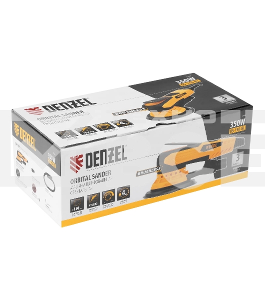 Эксцентриковая шлифовальная машина бесщеточная Denzel OS-150-BL, 350 Вт, 4000-10000 об/мин