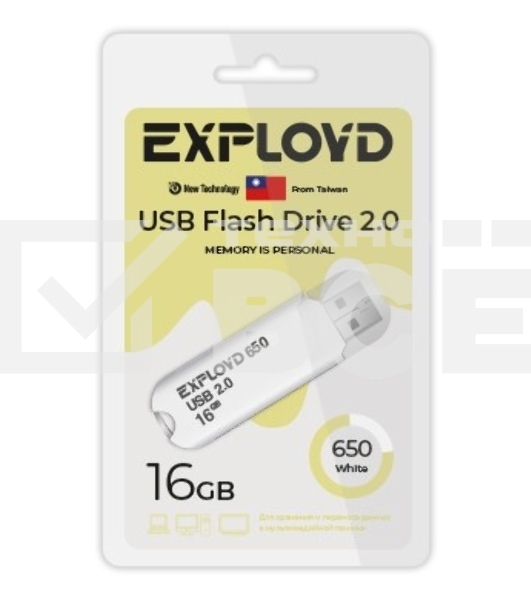 Флешка USB Exployd 650 White (EX-16Gb-650-White), 16Gb, USB 2.0, R/W 15/8, белый