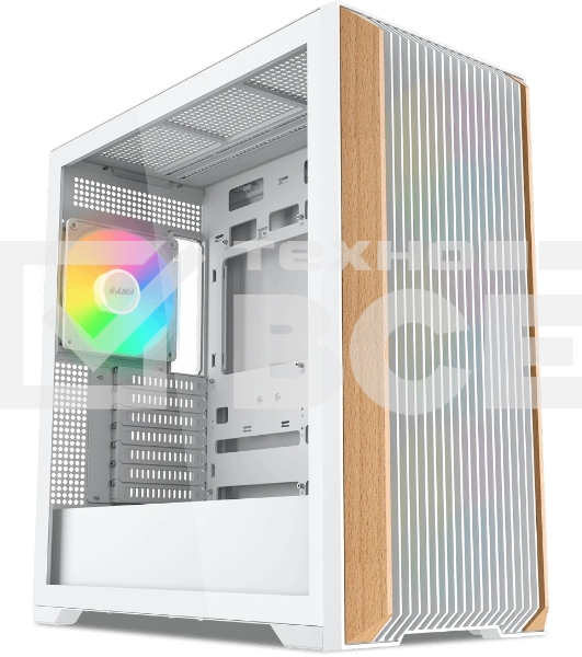 Компьютерный корпус без блока питания SAMA Z60 белый, Midi-Tower, TG, 4x140мм ARGb, 2xUSB 3.0 + 1xUSB 3.1 Type-C, E-ATX, ATX, mATX, mITX белый