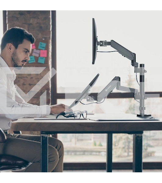 Кронштейн (держатель) ONKRON G140 для двух мониторов 13'-32' дюймов настольный, черный