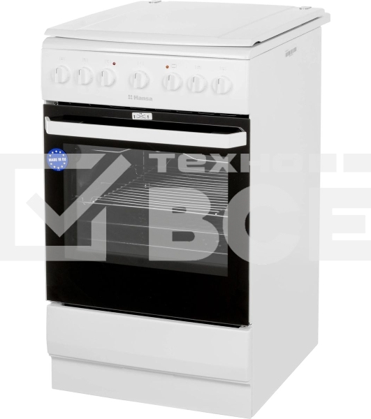 Плита электрическая Hansa FCEW54109 белый, конфорок 4 шт, духовка 65 л, 50 см x 85 см x 60 см