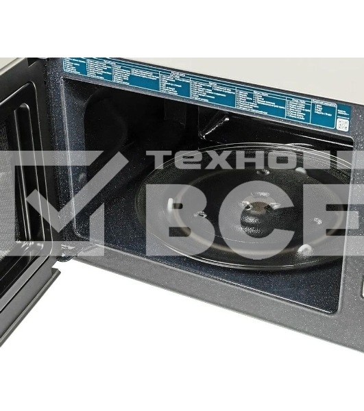 Микроволновая печь Samsung MG23K3515AS/BW серебристый/черный, 23 л, 800 Вт, переключатели - кнопки, поворотный механизм