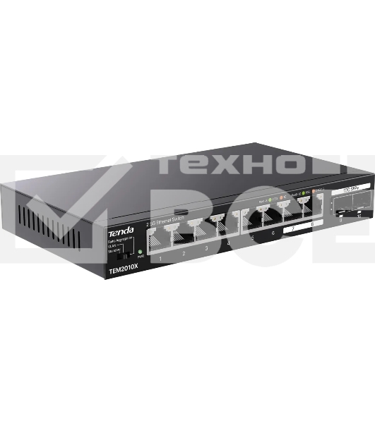 Сетевой коммутатор TENDA TEM2010X Настольное исполнение 8x10Base-T / 100Base-TX / 1000Base-T 2xSFP+ 12 Вт TEM2010X