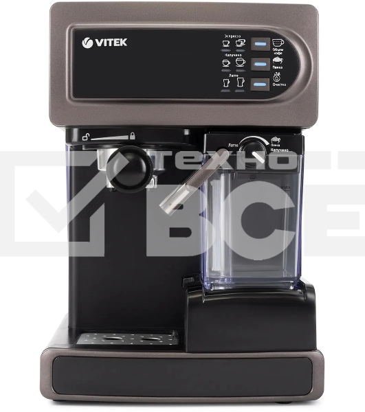Кофеварка рожковая Vitek VT-1517 SR серый, исп. кофе - молотый, 1.65 л, 1238 Вт, 15 Бар