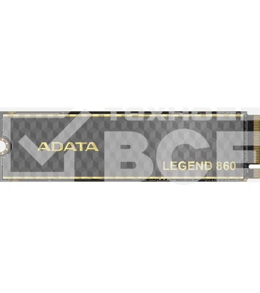 Накопитель SSD ADATA LEGEND 860, 500Gb, PCIe 4.0 x4, M.2 2280, NVMe, R/W 5000/3000, с радиатором