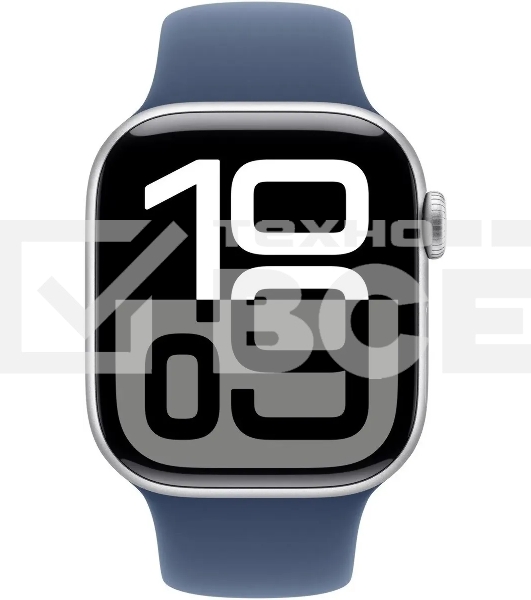 Смарт-часы Apple Watch Series 10 A2997 42мм OLED корпус серебристый Sport Band ремешок синий разм.брасл.:130-180мм