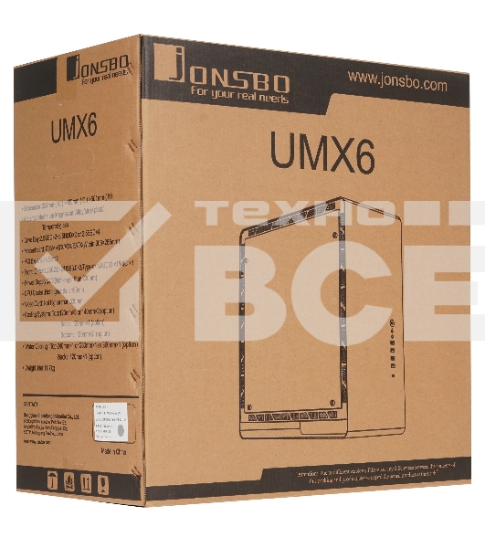 Корпус без блока питания JONSBO UMX6S-A, Midi-Tower, no fun, 2xUSB-A 3.2 + 2xUSB-A 2.0 + 1xUSB-C 3.2, E-ATX, ATX, mATX, mITX Silver