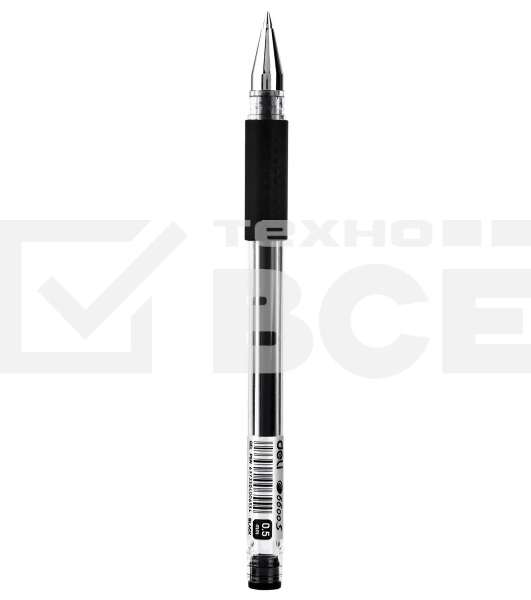 Ручка гелевая Deli Daily E6600S черный прозрачный, d=0.5мм, черные чернила, резиновая манжета