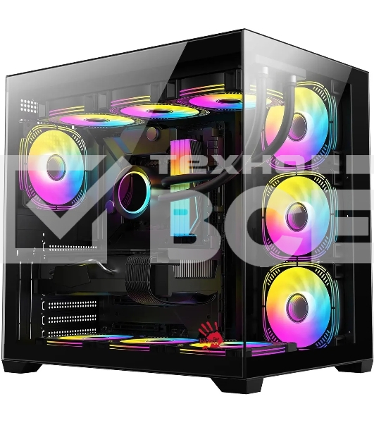 Компьютерный корпус Bloody CC-122 черный без БП ATX 10x120мм 1xUSB2.0 1xUSB3.0 audio