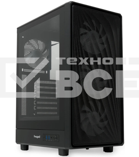 Компьютерный корпус HSPD M510, Mesh Mid Tower, черный, TG, 0.5 SPCC, 4x120мм ARGB ATX, mATX, mITX 180/280/160мм 1x2.5', 1x3.5', 7xPCI 2xUSB-A 3.0 517x277x418мм