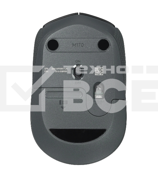Мышь беспроводная Logitech M170 черный/темно-серый, 1000 dpi, радиоканал, USB, кнопки - 3