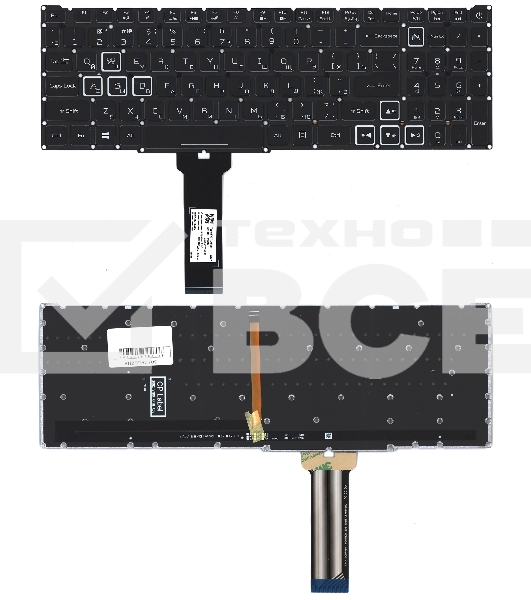 Клавиатура для ноутбука Acer Nitro 5 AN515-54 черная с RGb подсветкой