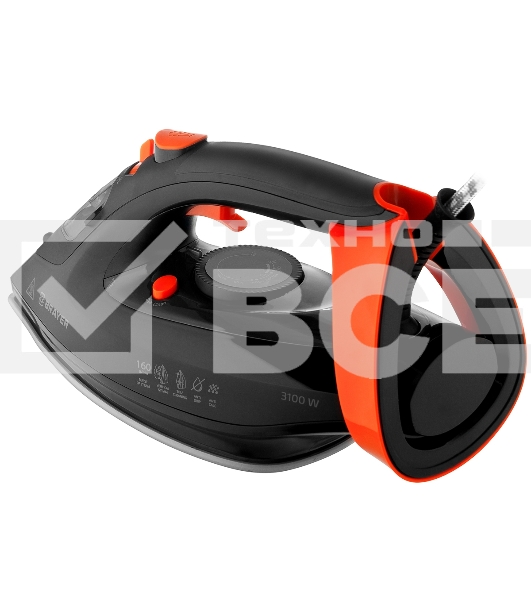 Утюг BRAYER BR4007 черный/оранжевый, 3100 Вт, 35 г/мин, 160 г/мин, 265 мл