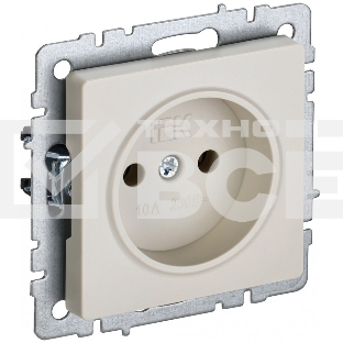 Розетка 1-местная IEK BRITE РС10-1-0-БрКр (BR-R10-10-K10) 10А, без заземления, без защитных шторок, бежевый