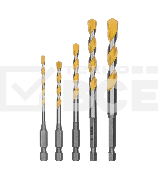 Набор сверл универсальных Denzel Multi cut, 4-10 мм, 5 шт