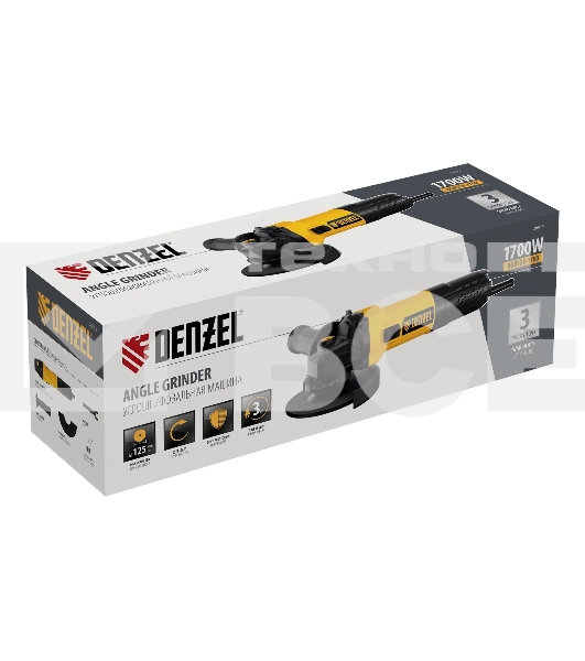 Угловая шлифовальная машина Denzel AGb125-1700, 1700 Вт, 125 мм, 3000-11000 об/мин