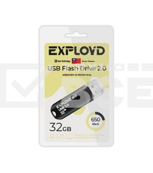 Флешка USB Exployd 650 Black (EX-32Gb-650-Black), 32Gb, USB 2.0, R/W 15/8, черный