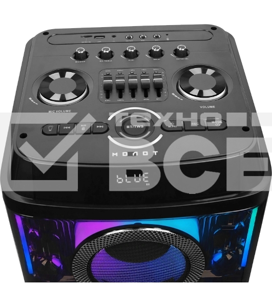 Колонка портативная Ural 203 черный 2000W 1.1 BT/3.5Jack/USB-C 15м 9000mAh