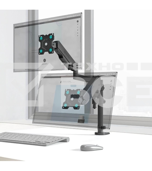 Кронштейн (держатель) ONKRON G140 для двух мониторов 13'-32' дюймов настольный, черный