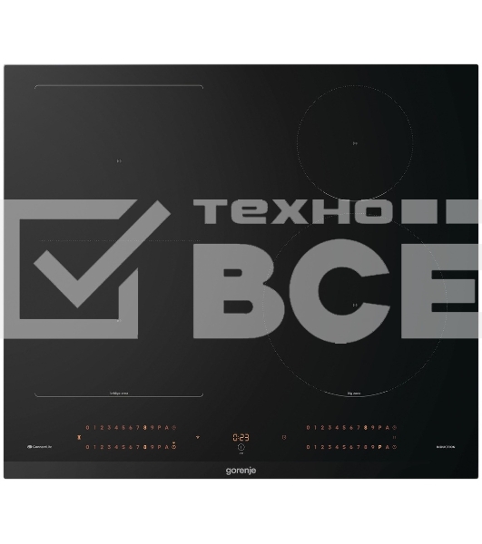 Варочная панель Gorenje, 60 см, индукция, 4 зоны нагрева, слайдерное управление, таймер, функция Bridge, функция PowerBoost, автопрограммы, автоопределение посуды, StableHeat, защита от детей, черный