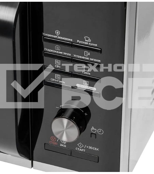 Микроволновая печь Samsung MG23K3515AS/BW серебристый/черный, 23 л, 800 Вт, переключатели - кнопки, поворотный механизм