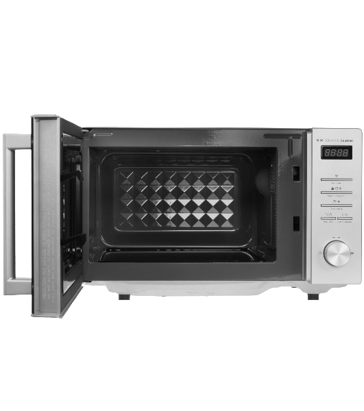 Микроволновая печь CASO M 20 Ceramic Gourmet серебристый/черный, 20 л, 700 Вт, переключатели - кнопки, поворотный механизм