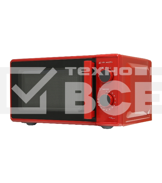 Микроволновая печь Willmark WMO-203GMR красный, 20 л, 700 Вт, переключатели - поворотный механизм