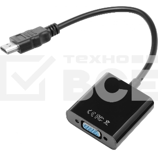 Переходник аудио-видео Premier 5-983 HDMI (m)/VGA (f)/Jack 3.5 (f) 0.15м. черный