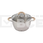 Кастрюля Mallony Fortuna нержавеющая сталь, 3,3 л, с крышкой, матовый корпус, ручки с силиконом (007219), фото 1