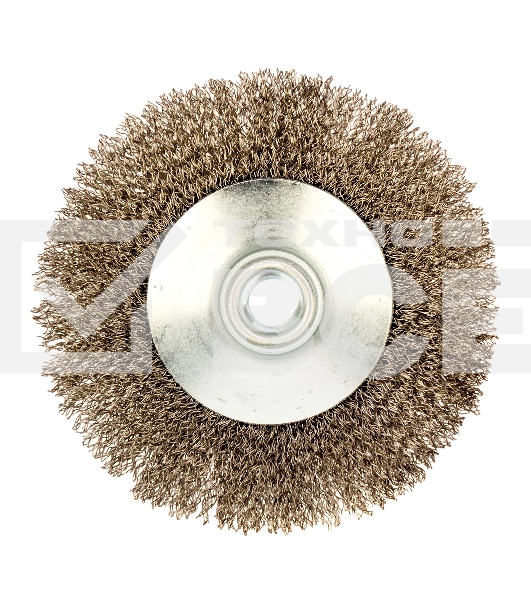 Щетка для УШМ Denzel 125 мм, М14, тарелка, витая нержавеющая проволока 0,3 мм