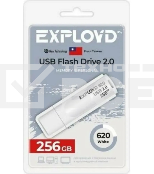 Флешка USB Exployd 620 White (EX-256Gb-620-White), 256Gb, USB 2.0, R/W 20/10, белый