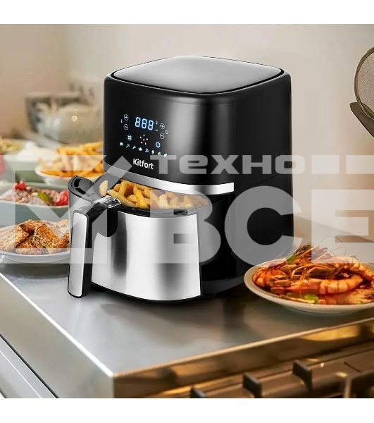 Аэрогриль Kitfort КТ-2221 черный/серебристый