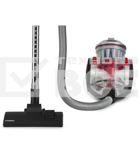 Пылесос Hyundai HYV-C2950 черный/красный, 380/2400 Вт, уборка сухая, пылесборник контейнер 3.5 л