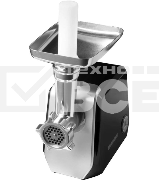 Мясорубка электрическая Hyundai HY-MG4422 черный/серебристый, 1200 Вт, 2.4 кг/мин, реверс, защита от перегрузки, металлический лоток, насадки - 9