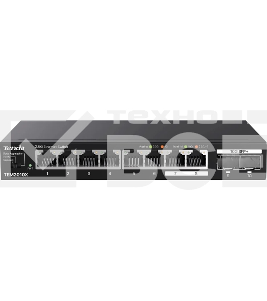 Сетевой коммутатор TENDA TEM2010X Настольное исполнение 8x10Base-T / 100Base-TX / 1000Base-T 2xSFP+ 12 Вт TEM2010X