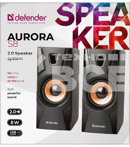 Акустическая система 2.0 Defender Aurora S8 черный, 8 Вт, питание от USB