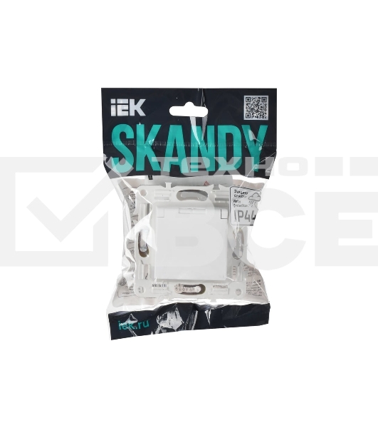 Розетка 1-м SKANDY 16А IP44 с заземл. защ. штроки с крышкой SK-R11W арктич. бел. IEK SK-R16-16-44-K01