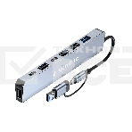 Разветвитель USB3.0/2.0 Gembird UHB-C445, USB3.0, 4хUSB2.0, Type-C, с доп.питанием (порт Type-C), кабель Type-C/USB 17см, алюминий, коробка, фото 1