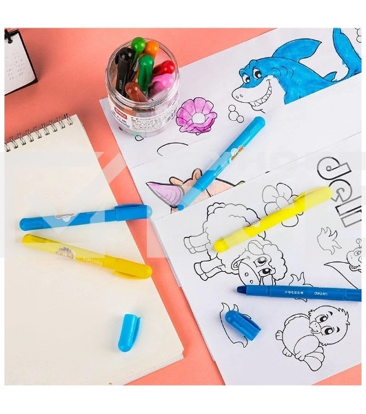 Масляная пастель Deli 72054 с поворотным механизмом, 12 цветов, длина 130мм, диаметр 13мм, пластиковая туба