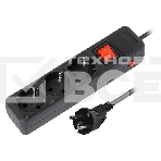 Сетевой фильтр 16А, 3500 Вт, 3 гнезда, без з/ш, с з/к, ПВС 3x1.0, 5 м, черный (SBSP-3-50-K), фото 1